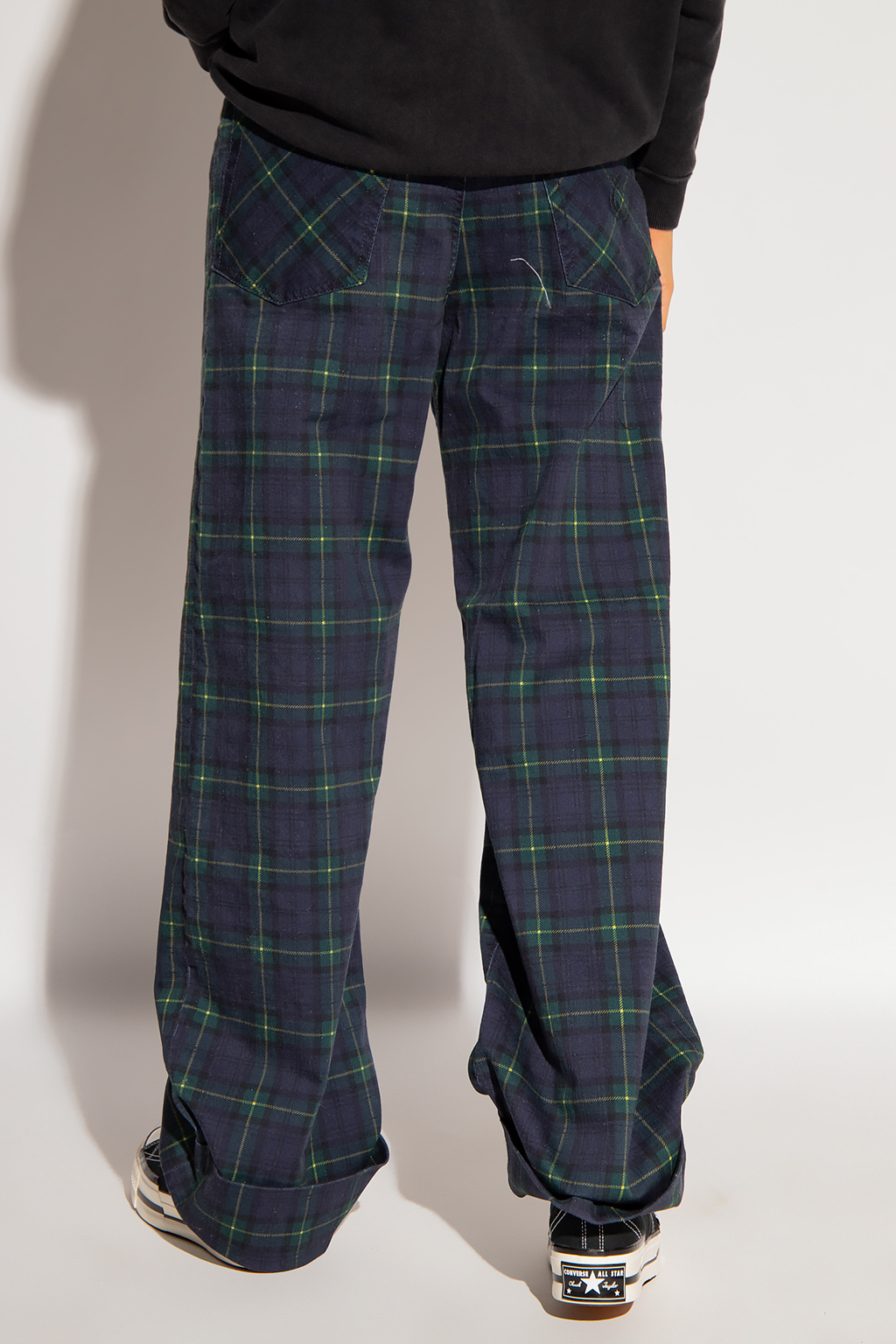 Navy blue Checked trousers R13 paisley print straight leg jeans